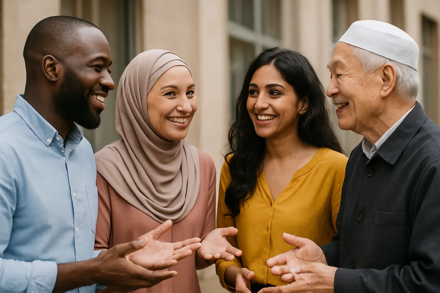Personnes de différentes cultures discutant