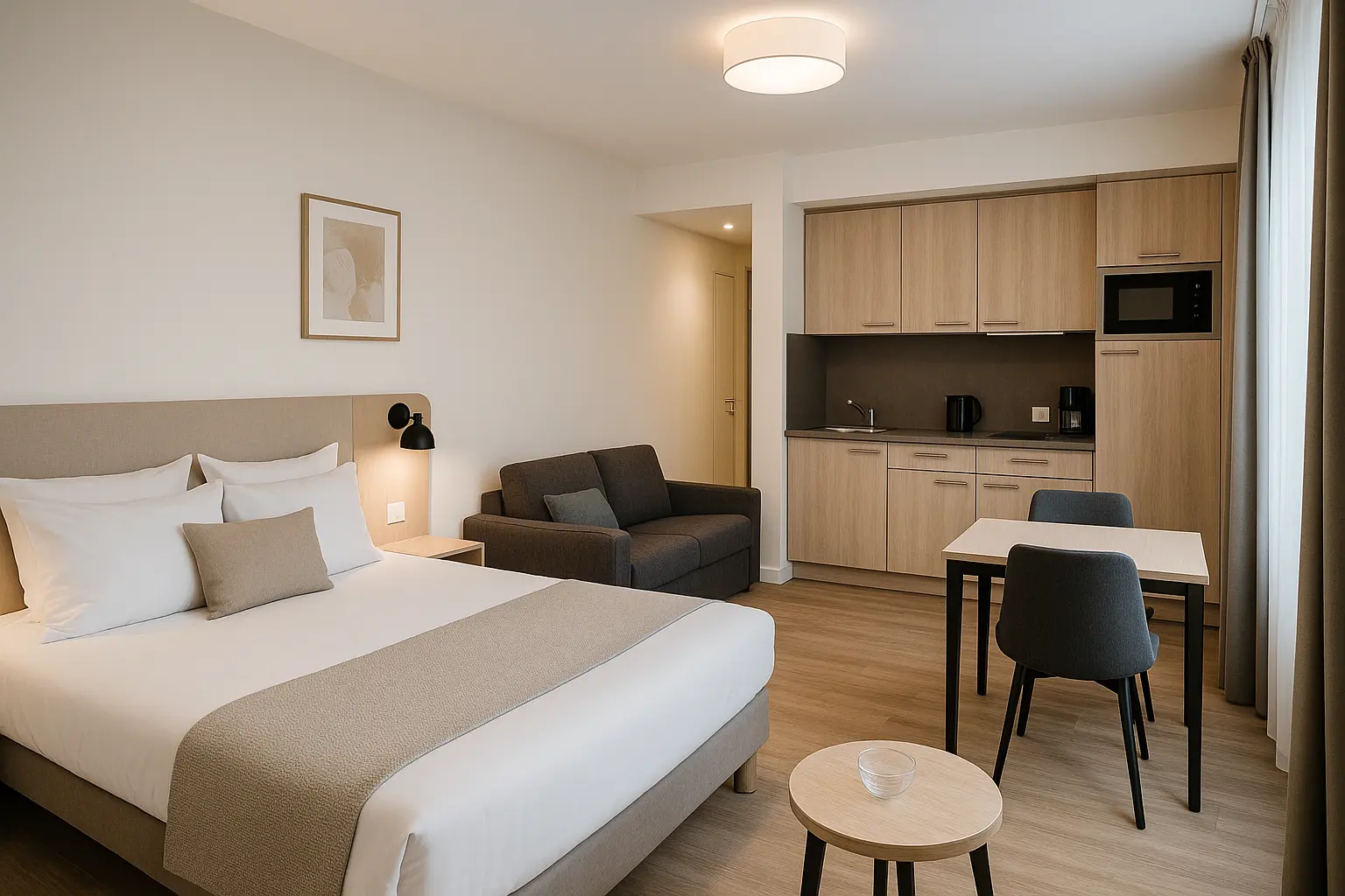 Studio meublé moderne avec kitchenette, exemple de location aux Philippines