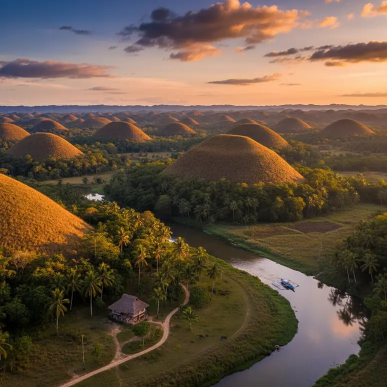Les célèbres Chocolate Hills de Bohol, un incontournable des Philippines.
