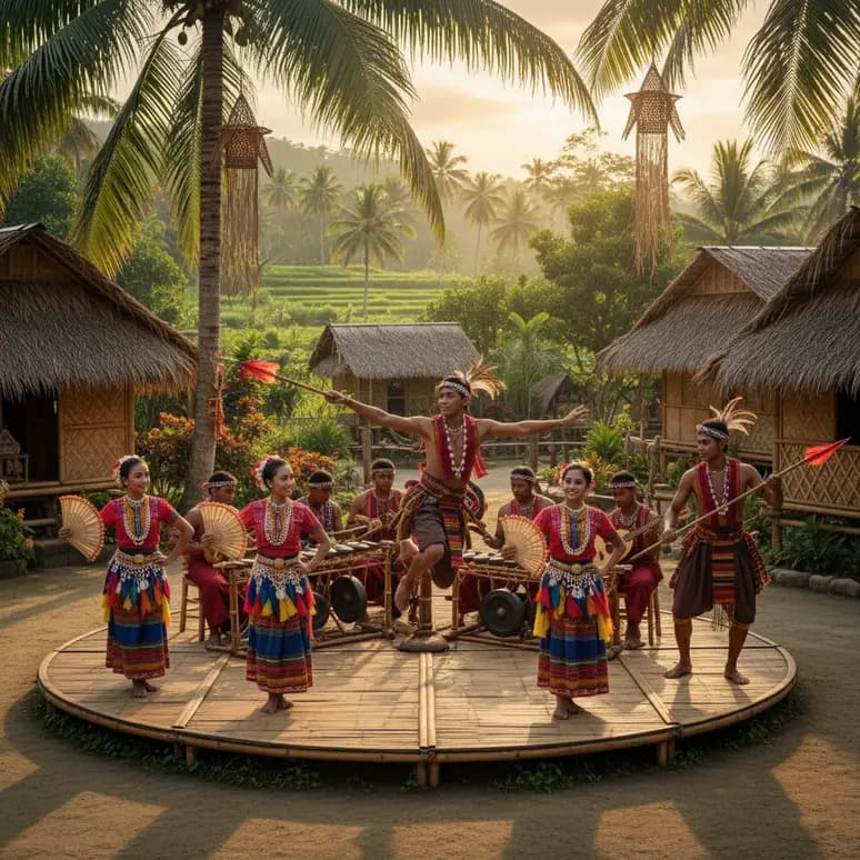 Performance de danse traditionnelle philippine, une illustration parfaite de la culture locale.