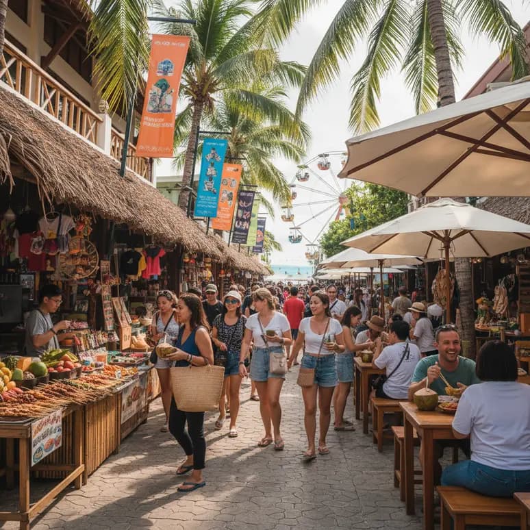 D'Mall : le cœur vibrant de Boracay, où se mêlent boutiques et saveurs locales.