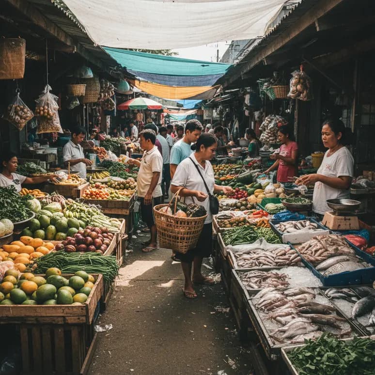 Plongez-vous dans l'effervescence du marché local de Puerto Princesa, un lieu incontournable pour découvrir la culture locale.