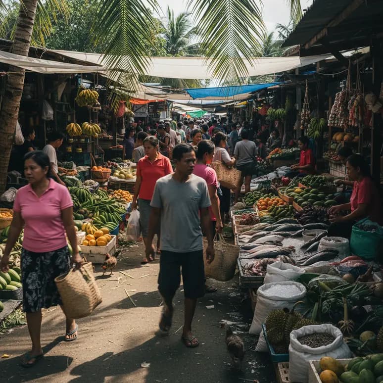 Un aperçu vibrant de la culture locale de Siargao à travers son marché animé.