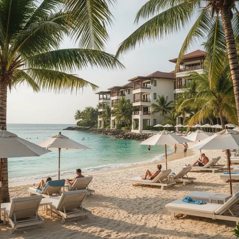Une vue imprenable sur un resort de luxe à Boracay, parfait pour un séjour relaxant.