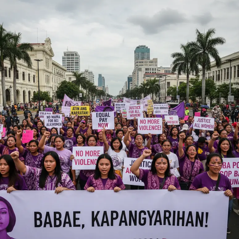 Manifestation pour l'égalité des sexes aux Philippines.