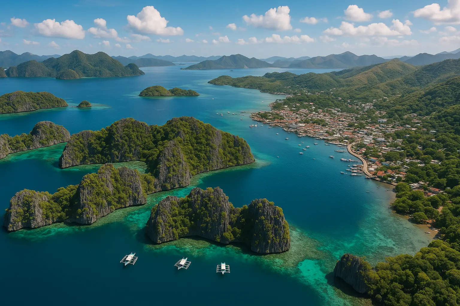 Vue aérienne de Coron, Palawan